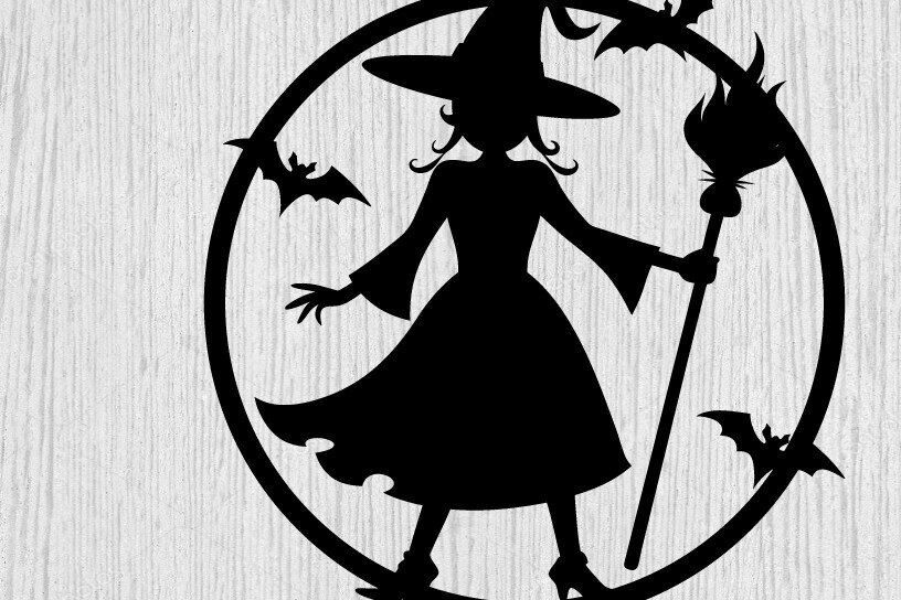 Intra απο ξύλο plywood 3mm-4mm πάχος – Witch on Broomstick Metal Wall Art Laser Δίασταση  40x30 cm INTRAFABR-102823085