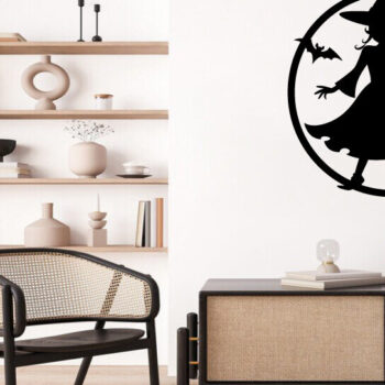 Intra απο ξύλο plywood 3mm-4mm πάχος – Witch on Broomstick Metal Wall Art Laser Δίασταση  40x30 cm INTRAFABR-102823085 - Image 2