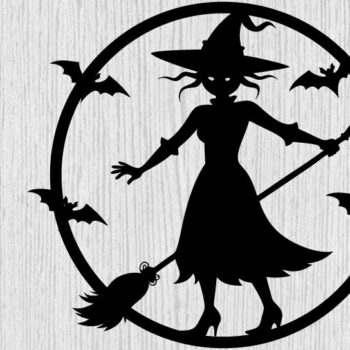 Intra απο ξύλο plywood 3mm-4mm πάχος – Witch on Broomstick Metal Wall Art Laser Δίασταση  40x30 cm INTRAFABR-102823152 - Image 1