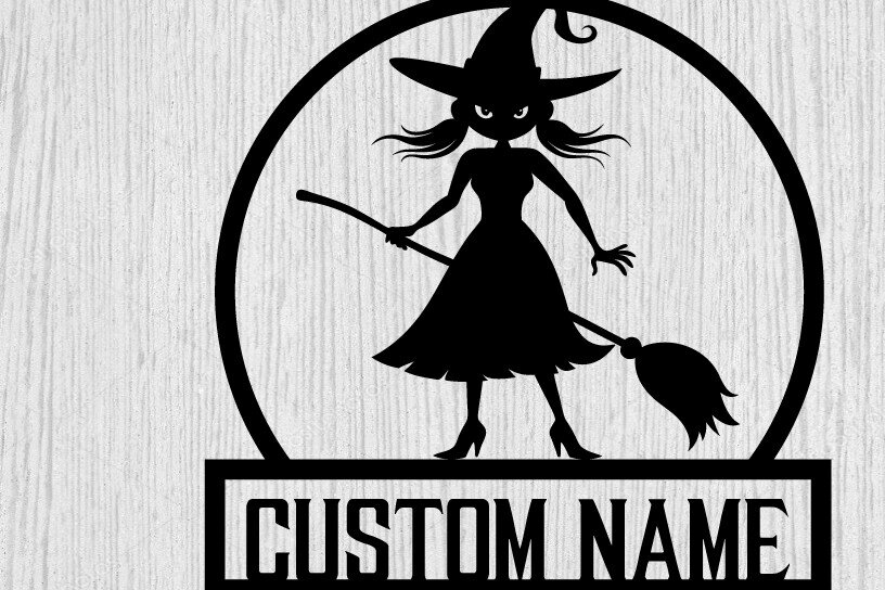 Intra απο ξύλο plywood 3mm-4mm πάχος – Witch on Broomstick Metal Wall Art Laser Δίασταση  40x30 cm INTRAFABR-102823347