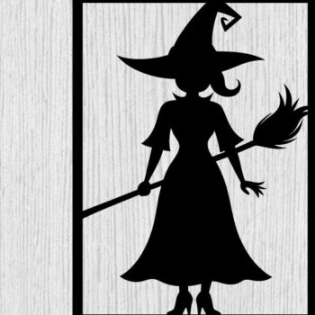 Intra απο ξύλο plywood 3mm-4mm πάχος – Witch on Broomstick Metal Wall Art Laser Δίασταση  40x30 cm INTRAFABR-102823384 - Image 1