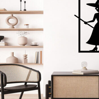 Intra απο ξύλο plywood 3mm-4mm πάχος – Witch on Broomstick Metal Wall Art Laser Δίασταση  40x30 cm INTRAFABR-102823533 - Image 2