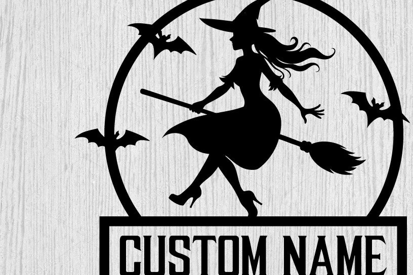 Intra απο ξύλο plywood 3mm-4mm πάχος – Witch on Broomstick Metal Wall Art Laser Δίασταση  40x30 cm INTRAFABR-102823615