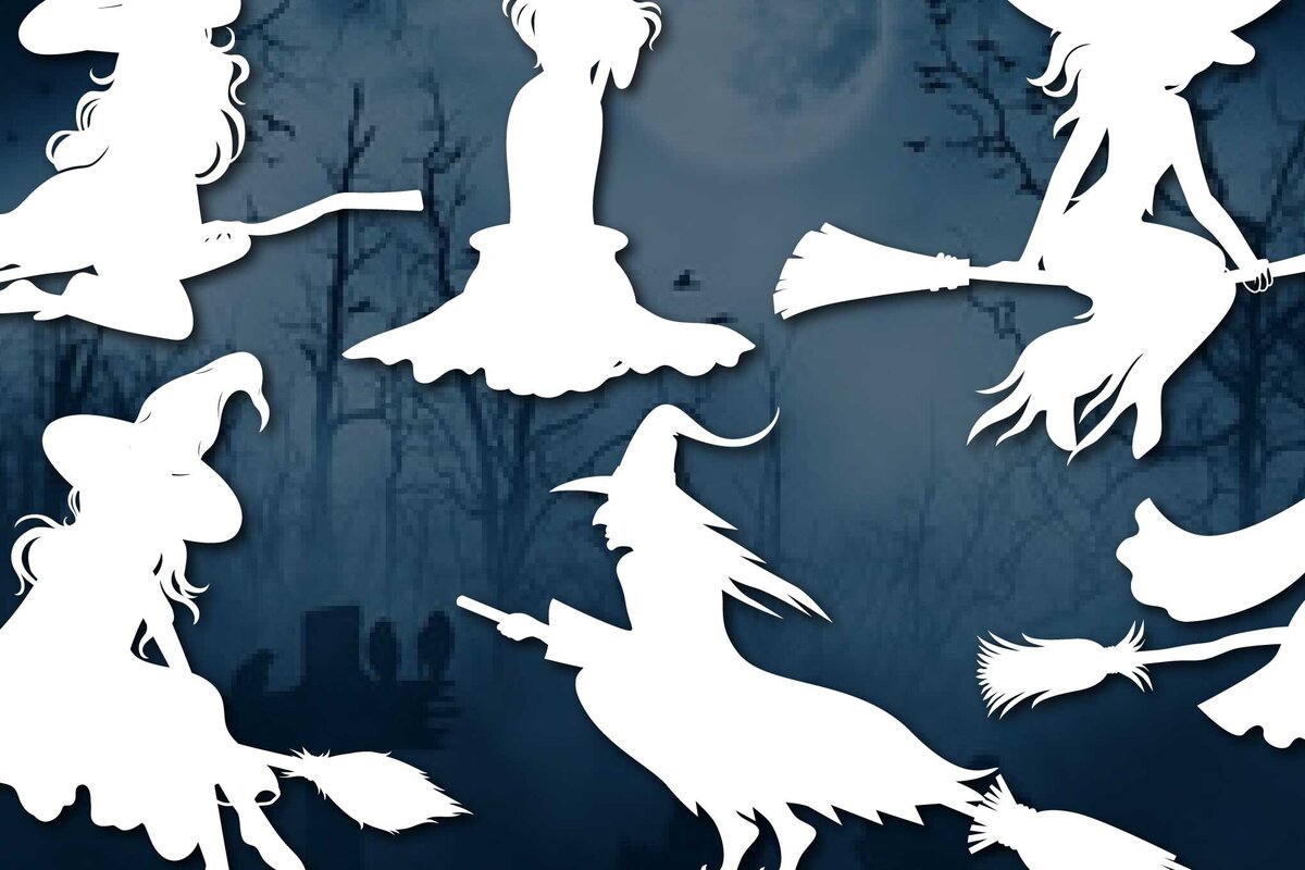 Intra απο ξύλο plywood 3mm-4mm πάχος – Πακέτο Silhouettes Witch Δίασταση  20x20 cm INTRAFABR-77624894