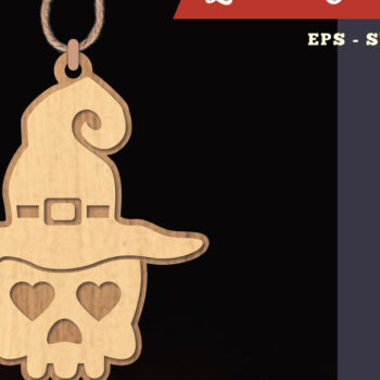 Intra απο ξύλο plywood 3mm-4mm πάχος – Στολίδι Witch Skull Lasercut 1 Δίασταση  20x20 cm INTRAFABR-111489137 - Image 1