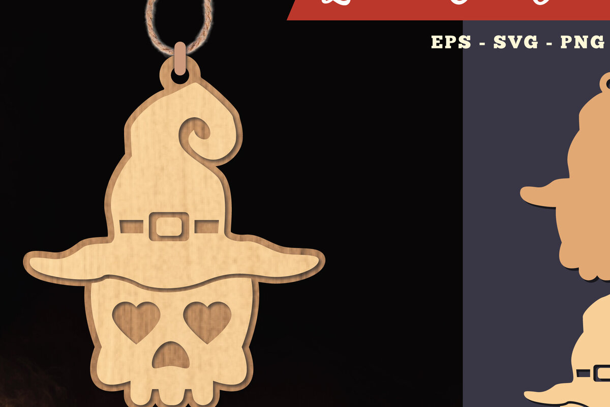 Intra απο ξύλο plywood 3mm-4mm πάχος – Στολίδι Witch Skull Lasercut 1 Δίασταση  20x20 cm INTRAFABR-111489137