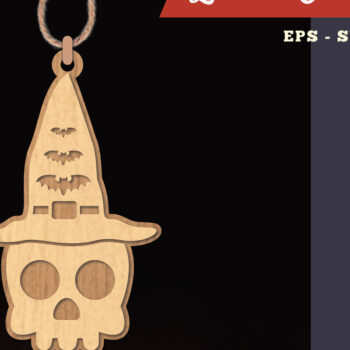 Intra απο ξύλο plywood 3mm-4mm πάχος – Στολίδι Witch Skull Lasercut 2 Δίασταση  20x20 cm INTRAFABR-111489197 - Image 1