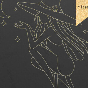 Intra απο ξύλο plywood 3mm-4mm πάχος – Μάγισσα. Μινιμαλιστικό  γραμμικής τέχνης Δίασταση  20x20 cm INTRAFABR-106455734