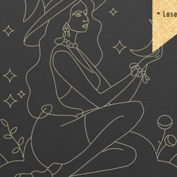 Intra απο ξύλο plywood 3mm-4mm πάχος – Μάγισσα. Μινιμαλιστικό  γραμμικής τέχνης Δίασταση  20x20 cm INTRAFABR-106455776 - Image 1