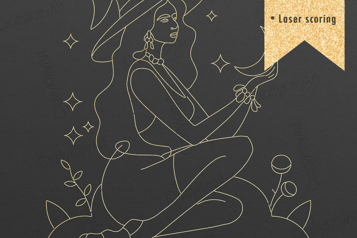 Intra απο ξύλο plywood 3mm-4mm πάχος – Μάγισσα. Μινιμαλιστικό  γραμμικής τέχνης Δίασταση  20x20 cm INTRAFABR-106455776