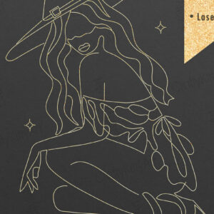 Intra απο ξύλο plywood 3mm-4mm πάχος – Μάγισσα. Μινιμαλιστικό  γραμμικής τέχνης Δίασταση  20x20 cm INTRAFABR-106455639