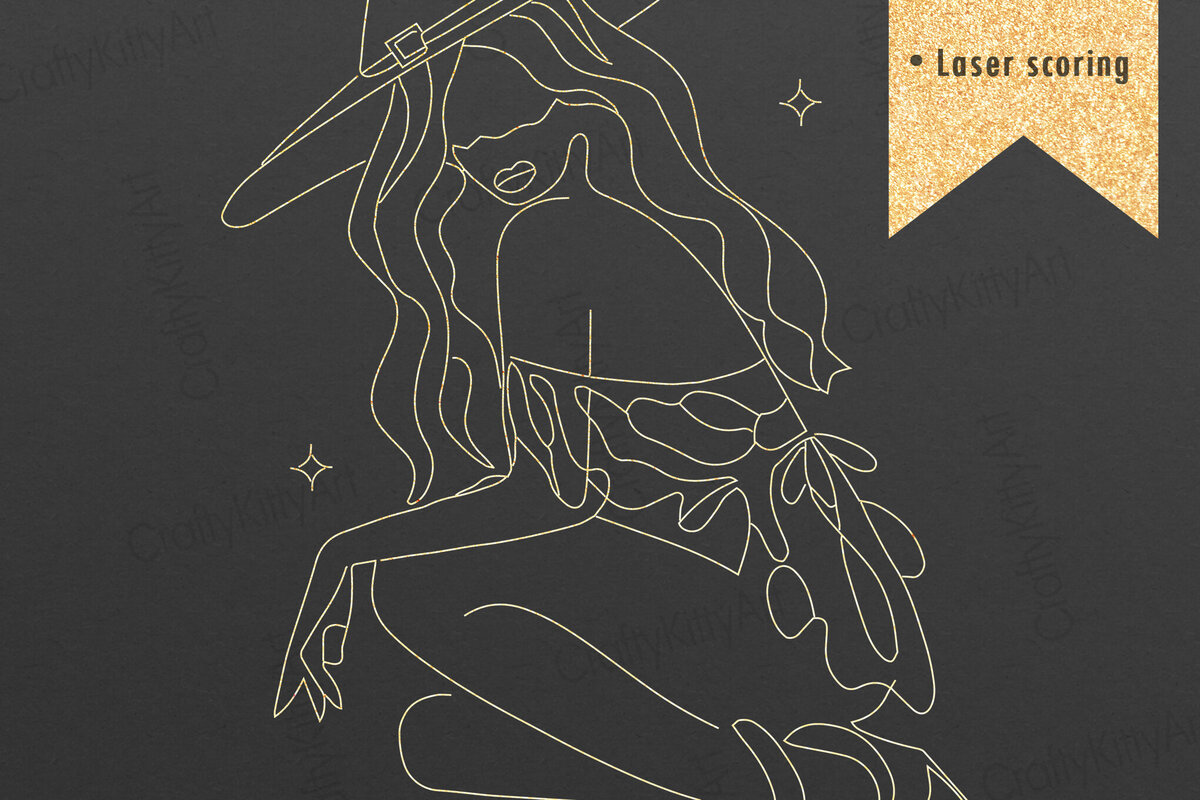 Intra απο ξύλο plywood 3mm-4mm πάχος – Μάγισσα. Μινιμαλιστικό  γραμμικής τέχνης Δίασταση  20x20 cm INTRAFABR-106455639