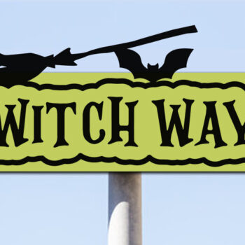Intra απο ξύλο plywood 3mm-4mm πάχος – Πινακίδα Witch Way Street Δίασταση  20x20 cm INTRAFABR-76907061 - Image 1
