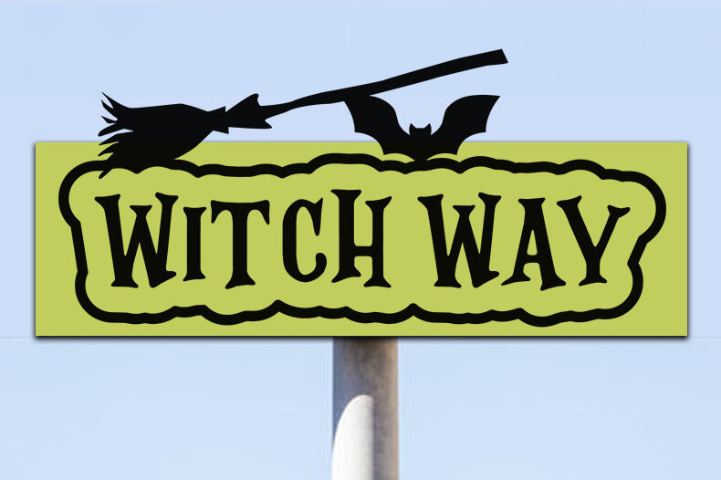 Intra απο ξύλο plywood 3mm-4mm πάχος – Πινακίδα Witch Way Street Δίασταση  20x20 cm INTRAFABR-76907061