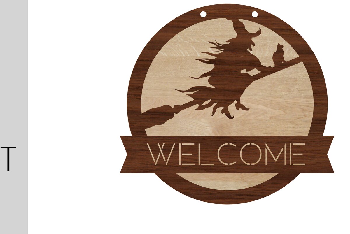 Intra απο ξύλο plywood 3mm-4mm πάχος – Σημάδι καλωσορίσματος μαγισσών και κενό Δίασταση  20x20 cm INTRAFABR-14177929