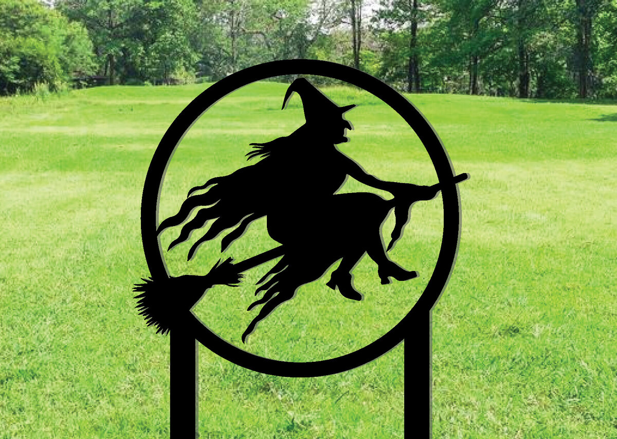 Intra απο ξύλο plywood 3mm-4mm πάχος – Μάγισσα με μεταλλικό ντεκόρ κήπου με σκουπόξυλο Δίασταση  20x20 cm INTRAFABR-101275850