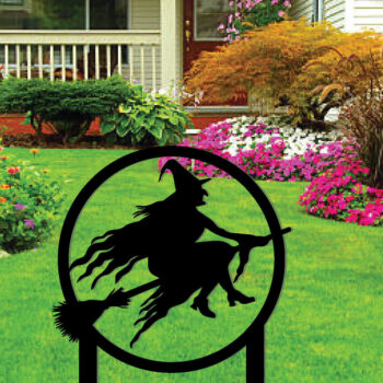 Intra απο ξύλο plywood 3mm-4mm πάχος – Μάγισσα με μεταλλικό ντεκόρ κήπου με σκουπόξυλο Δίασταση  20x20 cm INTRAFABR-101275850 - Image 2