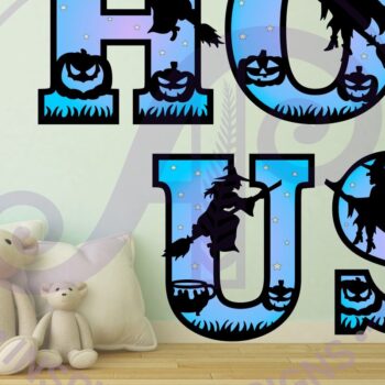 Intra απο ξύλο plywood 3mm-4mm πάχος – Σετ γραμμάτων αλφάβητου Witches Halloween 35 Δίασταση  20x20 cm INTRAFABR-80038879 - Image 2
