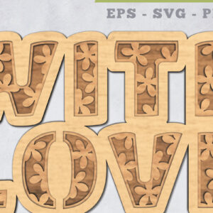 Intra απο ξύλο plywood 3mm-4mm πάχος – Με αγάπη 3D Lasercut Decoration Δίασταση  20x20 cm INTRAFABR-111489468