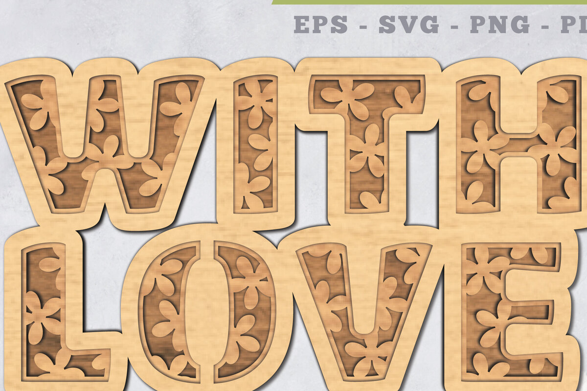 Intra απο ξύλο plywood 3mm-4mm πάχος – Με αγάπη 3D Lasercut Decoration Δίασταση  20x20 cm INTRAFABR-111489468