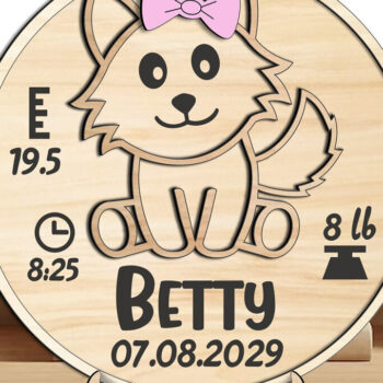 Intra απο ξύλο plywood 3mm-4mm πάχος – Wolf Baby Ανακοίνωση Round Circle Δίασταση  20x20 cm INTRAFABR-119499962 - Image 2