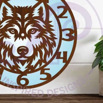 Intra απο ξύλο plywood 3mm-4mm πάχος – Ρολόι Wolf Face Ρολόι τοίχου με λέιζερ Δίασταση  40x30 cm INTRAFABR-116047174 - Image 3
