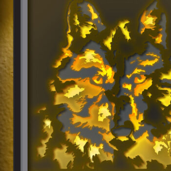 Intra απο ξύλο plywood 3mm-4mm πάχος – Κουτί σκιών πολλαπλών στρώσεων προσώπου Wolf Face Δίασταση  20x20 cm INTRAFABR-24807149 - Image 1