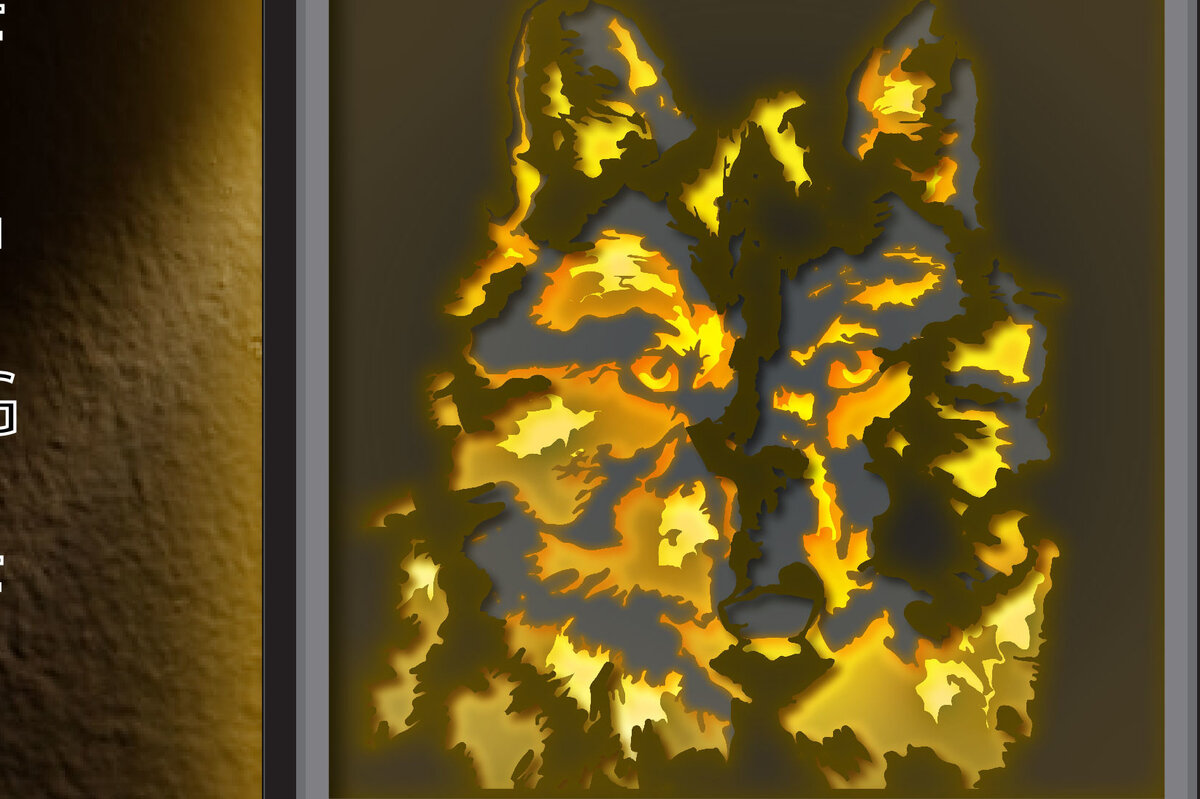 Intra απο ξύλο plywood 3mm-4mm πάχος – Κουτί σκιών πολλαπλών στρώσεων προσώπου Wolf Face Δίασταση  20x20 cm INTRAFABR-24807149