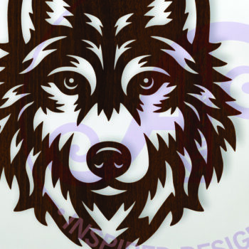 Intra απο ξύλο plywood 3mm-4mm πάχος – Σημάδι τέχνης τοίχου προσώπου λύκου, διάνυσμα αρχείου Δίασταση  40x30 cm INTRAFABR-115922690 - Image 1