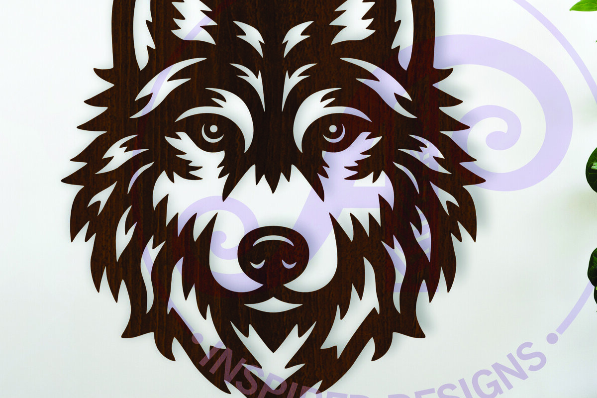 Intra απο ξύλο plywood 3mm-4mm πάχος – Σημάδι τέχνης τοίχου προσώπου λύκου, διάνυσμα αρχείου Δίασταση  40x30 cm INTRAFABR-115922690