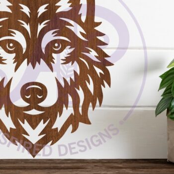 Intra απο ξύλο plywood 3mm-4mm πάχος – Σημάδι τέχνης τοίχου προσώπου λύκου, διάνυσμα αρχείου Δίασταση  40x30 cm INTRAFABR-115922690 - Image 3