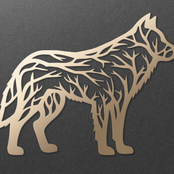 Intra απο ξύλο plywood 3mm-4mm πάχος – Wolf Forest Tree Τέχνη τοίχου με Δίασταση 40x30 cm INTRAFABR-110782750 - Image 1