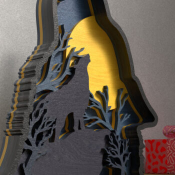 Intra απο ξύλο plywood 3mm-4mm πάχος – Wolf Head 3D Layered – Wolfing Wolf Δίασταση  20x20 cm INTRAFABR-119179697 - Image 2