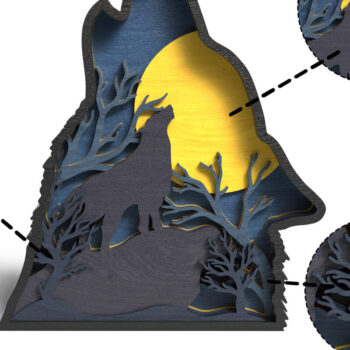 Intra απο ξύλο plywood 3mm-4mm πάχος – Wolf Head 3D Layered – Wolfing Wolf Δίασταση  20x20 cm INTRAFABR-119179697 - Image 3