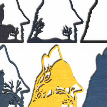 Intra απο ξύλο plywood 3mm-4mm πάχος – Wolf Head 3D Layered – Wolfing Wolf Δίασταση  20x20 cm INTRAFABR-119179697 - Image 6