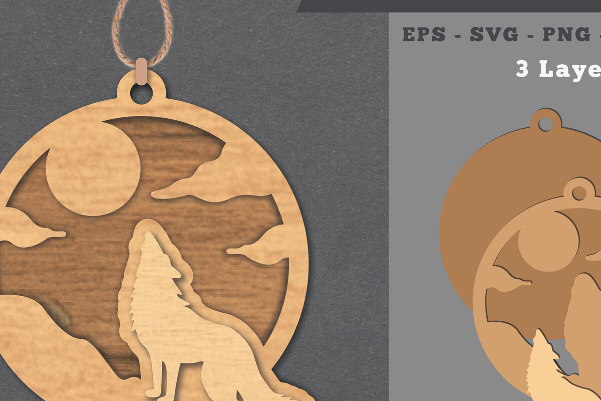 Intra απο ξύλο plywood 3mm-4mm πάχος – Στολίδι Wolf 1 Δίασταση  20x20 cm INTRAFABR-112012064