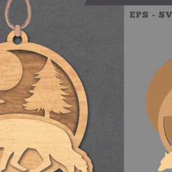 Intra απο ξύλο plywood 3mm-4mm πάχος – Στολίδι Wolf 2 Δίασταση  20x20 cm INTRAFABR-112012212 - Image 1