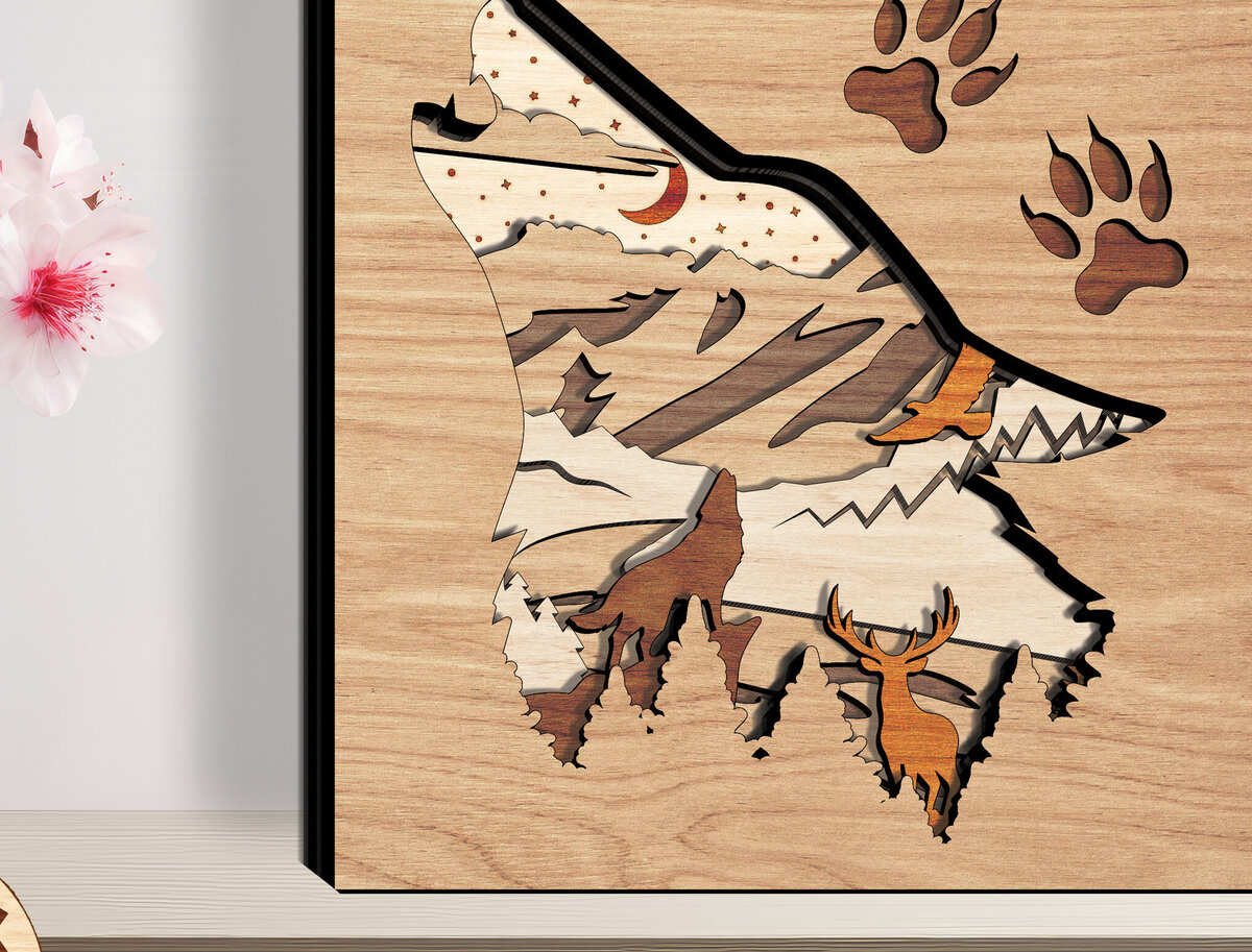 Intra απο ξύλο plywood 3mm-4mm πάχος – Wolf Layered Wooden - Break Jhon Δίασταση  20x20 cm INTRAFABR-93995109