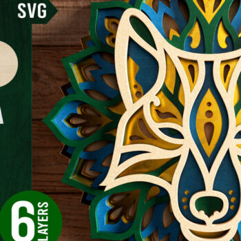 Intra απο ξύλο plywood 3mm-4mm πάχος – Αρχείο αποκοπής 3D Layered Wolf Mandala Δίασταση  20x20 cm INTRAFABR-21711549 - Image 1