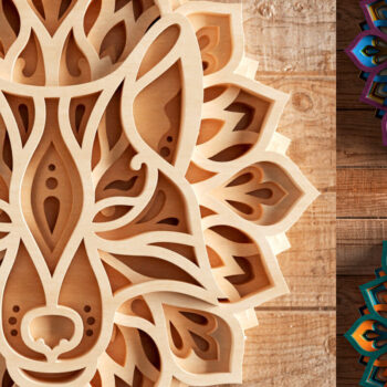 Intra απο ξύλο plywood 3mm-4mm πάχος – Αρχείο αποκοπής 3D Layered Wolf Mandala Δίασταση  20x20 cm INTRAFABR-21711549 - Image 3