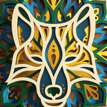 Intra απο ξύλο plywood 3mm-4mm πάχος – Αρχείο αποκοπής 3D Layered Wolf Mandala Δίασταση  20x20 cm INTRAFABR-21711549 - Image 4