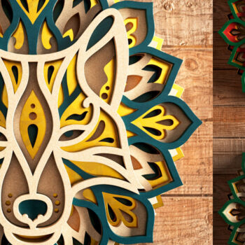 Intra απο ξύλο plywood 3mm-4mm πάχος – Αρχείο αποκοπής 3D Layered Wolf Mandala Δίασταση  20x20 cm INTRAFABR-21711549 - Image 7