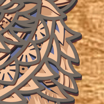 Intra απο ξύλο plywood 3mm-4mm πάχος – Wolf Mandalal Multilayer/Laser Cut Δίασταση  20x20 cm INTRAFABR-83032386 - Image 3