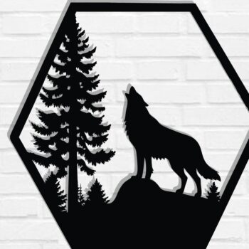 Intra απο ξύλο plywood 3mm-4mm πάχος – Αρχεία κοπής με λέιζερ μεταλλικού τοίχου Wolf Δίασταση  40x30 cm INTRAFABR-118132219 - Image 1