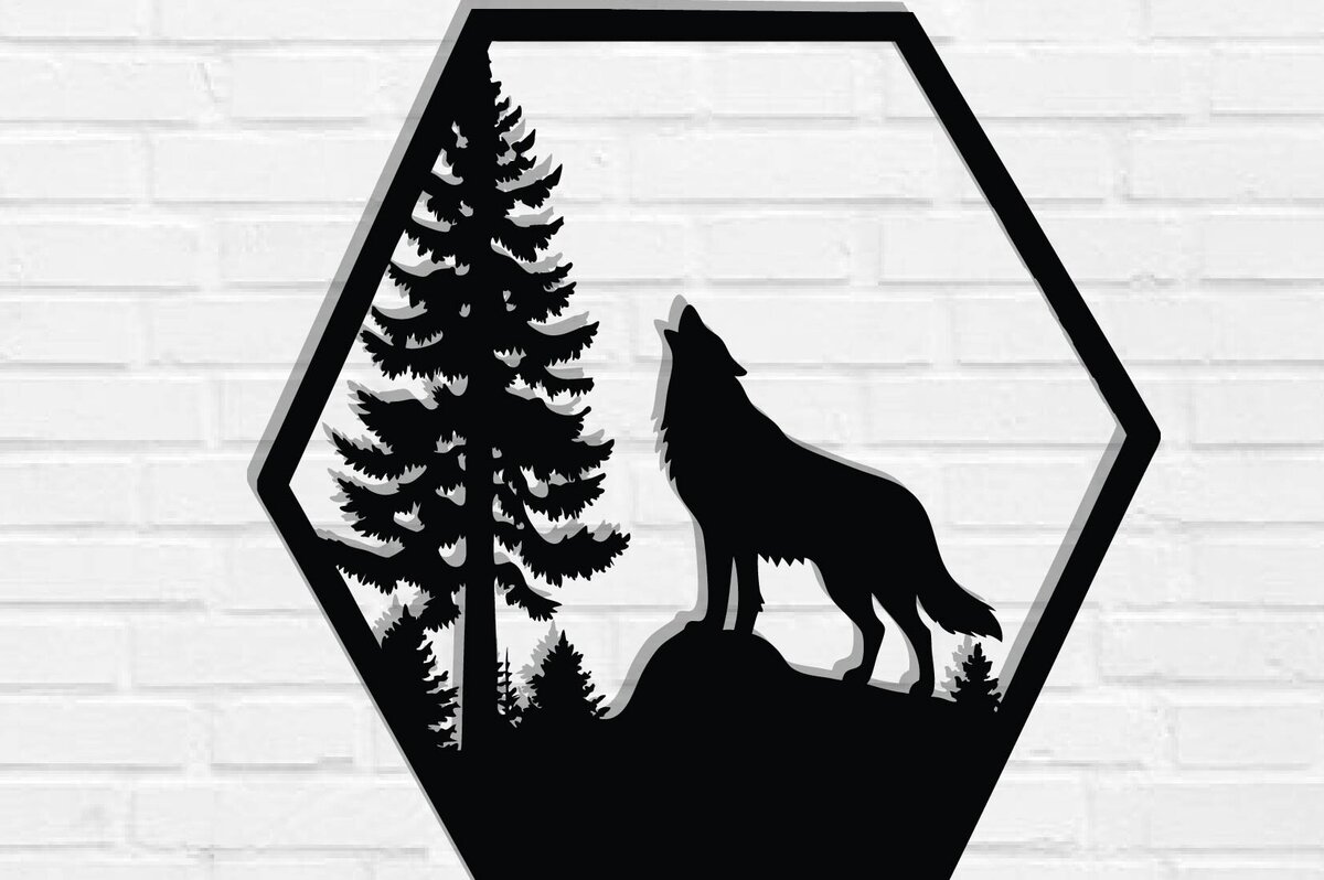 Intra απο ξύλο plywood 3mm-4mm πάχος – Αρχεία κοπής με λέιζερ μεταλλικού τοίχου Wolf Δίασταση  40x30 cm INTRAFABR-118132219