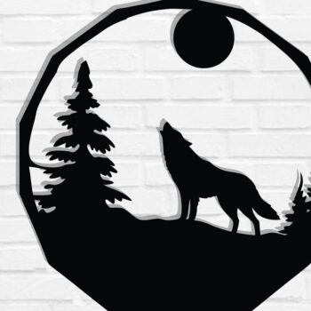 Intra απο ξύλο plywood 3mm-4mm πάχος – Αρχεία κοπής με λέιζερ μεταλλικού τοίχου Wolf Δίασταση  40x30 cm INTRAFABR-118132260 - Image 1