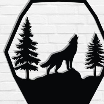 Intra απο ξύλο plywood 3mm-4mm πάχος – Αρχεία κοπής με λέιζερ μεταλλικού τοίχου Wolf Δίασταση  40x30 cm INTRAFABR-118132343 - Image 1