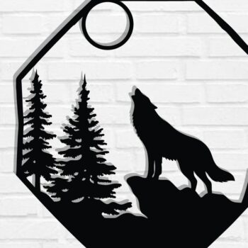 Intra απο ξύλο plywood 3mm-4mm πάχος – Αρχεία κοπής με λέιζερ μεταλλικού τοίχου Wolf Δίασταση  40x30 cm INTRAFABR-118131737 - Image 1