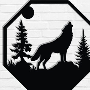 Intra απο ξύλο plywood 3mm-4mm πάχος – Wolf Metal Wall Art, Wolf Wall Decor Δίασταση  40x30 cm INTRAFABR-118132241