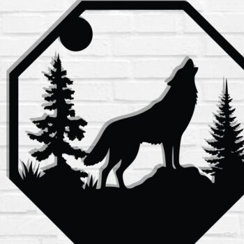 Intra απο ξύλο plywood 3mm-4mm πάχος – Wolf Metal Wall Art, Wolf Wall Decor Δίασταση  40x30 cm INTRAFABR-118132241 - Image 1